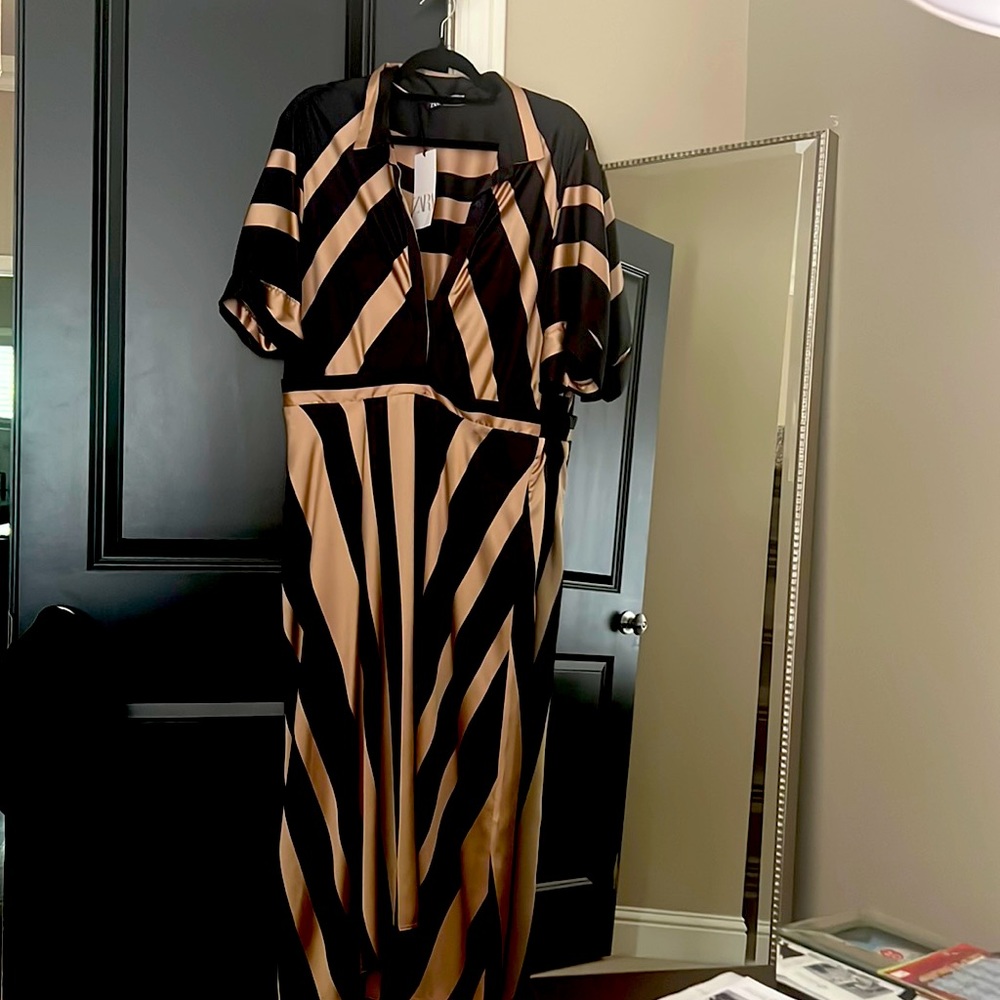 Zara Camel and Black Dress